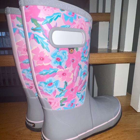 NEW Pansies gray waterproof rain boots - Picture 2 of 5